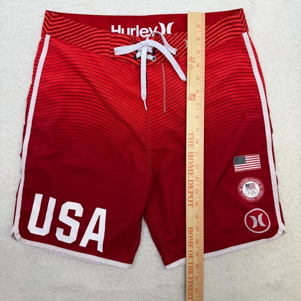 Hurley Men's Red Phantom USA Olympic Team Board Surf Swim Shorts Size 30 - Picture 5 of 8